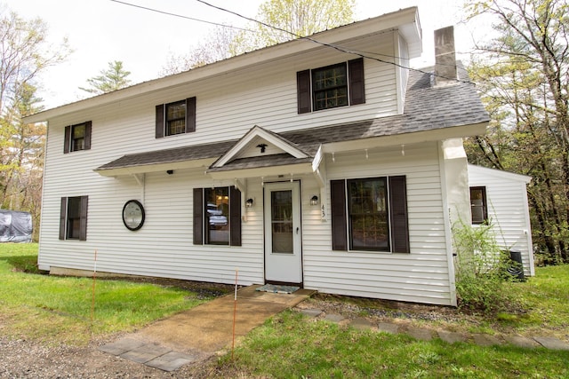 43 Parker Ledge Rd, Woodstock, NH 03262 - view of front facade featuring roof with shingles and a chimney