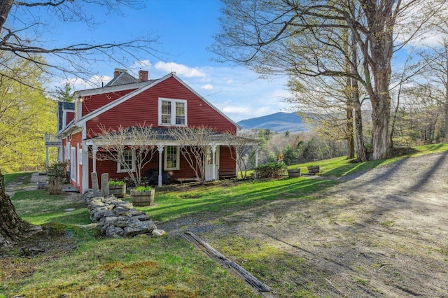 144 Parsons Rd, Dublin, NH 03444 - back of property with a chimney and a mountain view