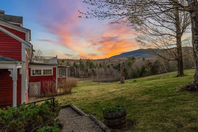 144 Parsons Rd, Dublin, NH 03444 - view of green lawn featuring a balcony and a mountain view