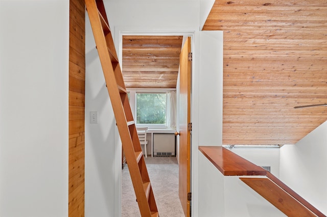 corridor featuring carpet floors and an upstairs landing