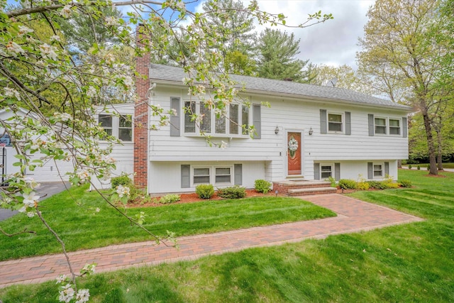 1 Alpine Rd, Windham, NH 03087 - raised ranch featuring a chimney and a front yard