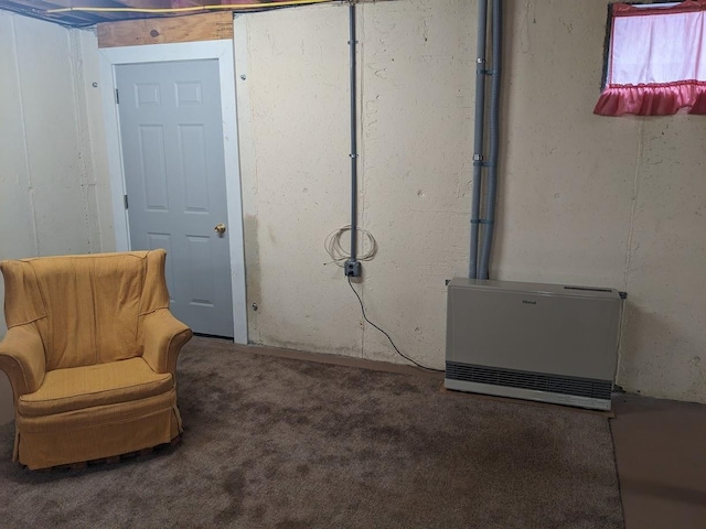 living area with carpet flooring