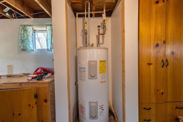 utility room featuring electric water heater