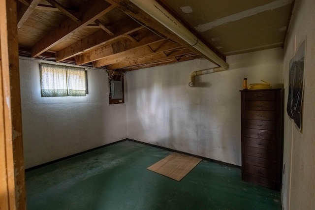basement with electric panel
