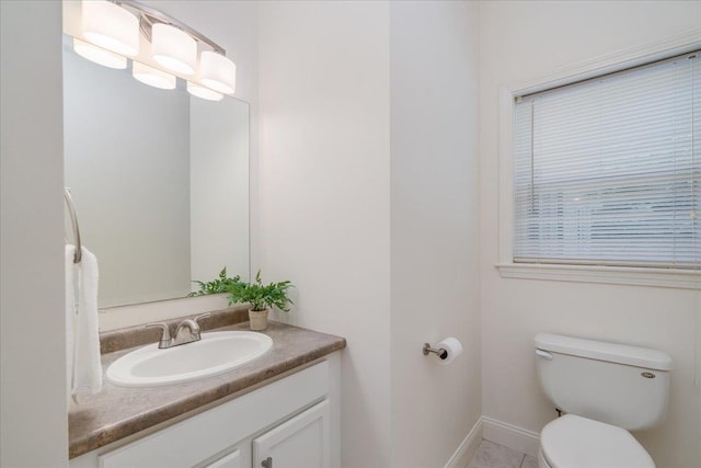 371 Tibbetts Hill Rd, Goffstown, NH 03045 - half bath with vanity and tile patterned floors