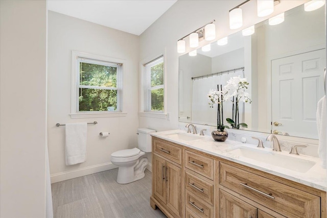 371 Tibbetts Hill Rd, Goffstown, NH 03045 - bathroom featuring double vanity and a shower with shower curtain