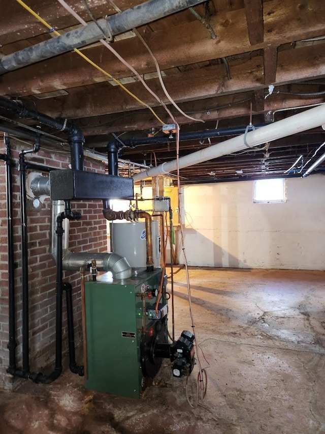 below grade area with a heating unit
