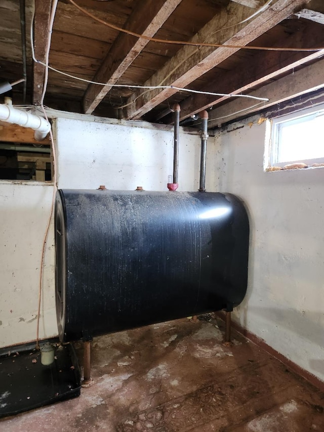 basement with heating fuel
