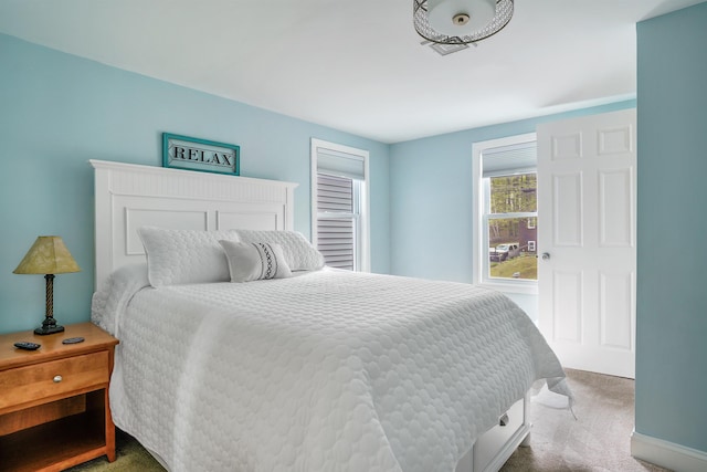 bedroom with carpet