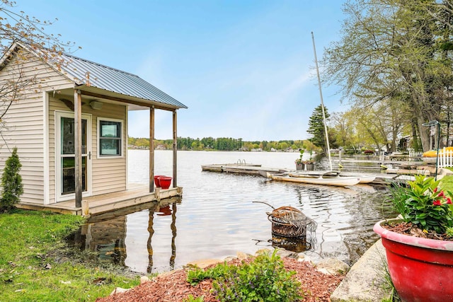 dock area featuring a water view