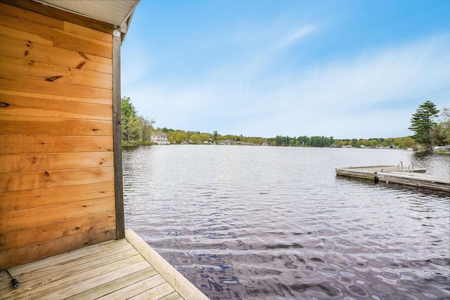 dock area with a water view