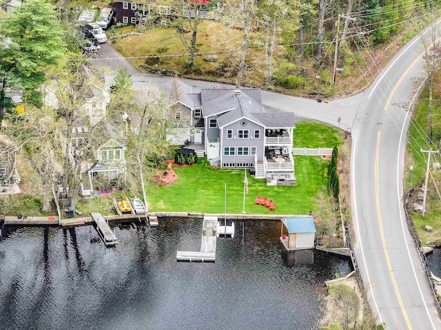 view from above of property with a large body of water