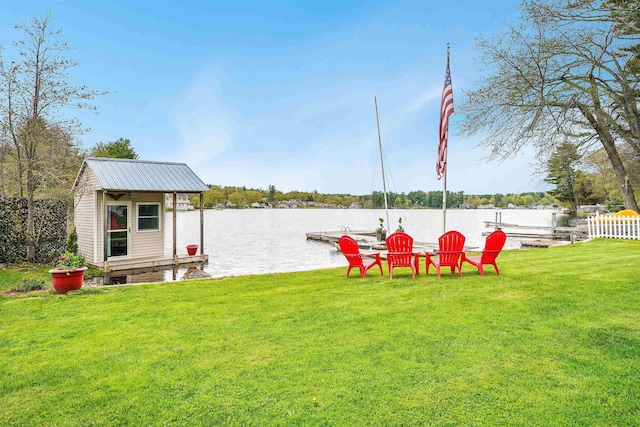 dock area featuring a water view