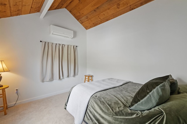 28 Fox Run Rd Unit 1And 2, Lincoln, NH 03251 - carpeted bedroom with a wall unit AC, wood ceiling, and baseboards