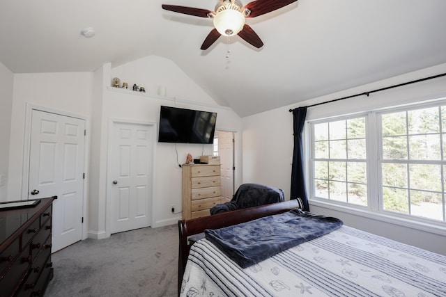 81 Spaulding Rd, Fremont, NH 03044 - bedroom featuring vaulted ceiling, carpet floors, baseboards, ceiling fan, and a closet