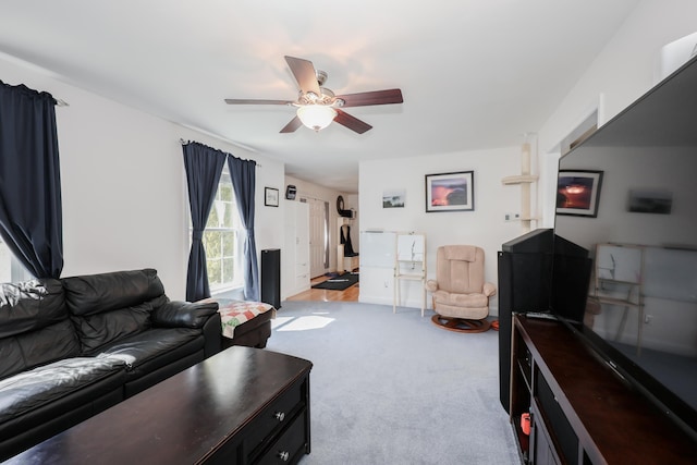 81 Spaulding Rd, Fremont, NH 03044 - living room with a ceiling fan and carpet flooring