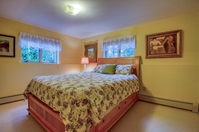406 Partridge Lake Rd, Littleton, NH 03561 - bedroom featuring baseboard heating and light carpet