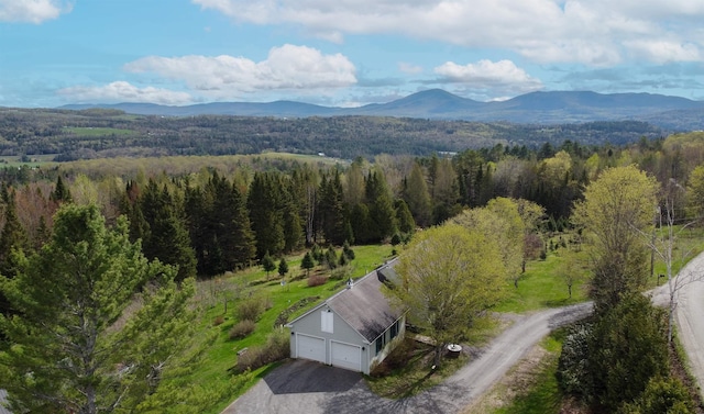 1202 Cotton Rd, Lyndon, VT 05851 - aerial view of property and surrounding area featuring a heavily wooded area and a mountainous background