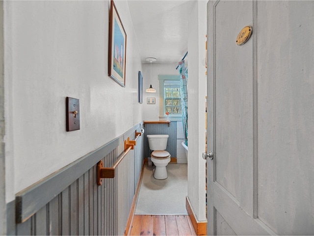 bathroom with wood finished floors and toilet