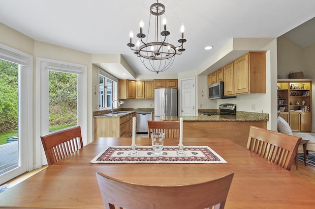 17 Ches Mae Ln, Milford, NH 03055 - dining room with healthy amount of natural light, a chandelier, and recessed lighting