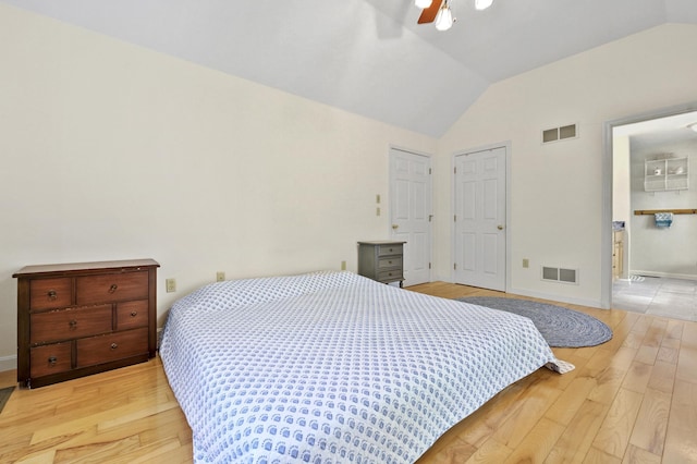 17 Ches Mae Ln, Milford, NH 03055 - bedroom with lofted ceiling, hardwood / wood-style flooring, baseboards, and ceiling fan