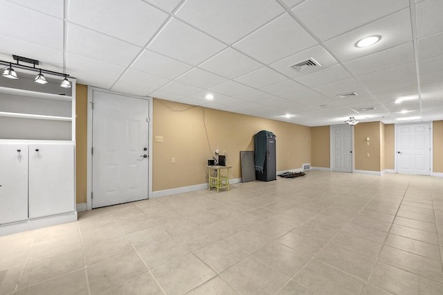 17 Ches Mae Ln, Milford, NH 03055 - finished basement featuring light tile patterned flooring, baseboards, a paneled ceiling, and recessed lighting
