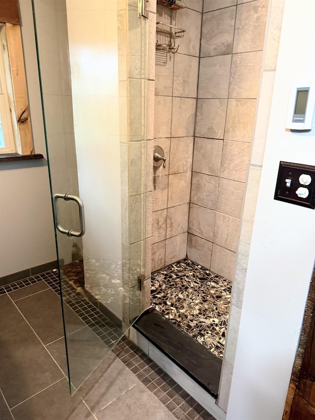 2678 Silver St, Hinesburg, VT 05461 - bathroom featuring a shower stall and tile patterned flooring