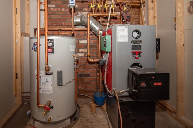 utility room with water heater