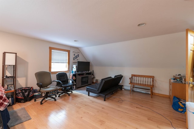 40 Butternut Ln, Conway, NH 03813 - office with light wood-style floors, lofted ceiling, recessed lighting, and baseboards