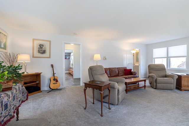 view of carpeted living area