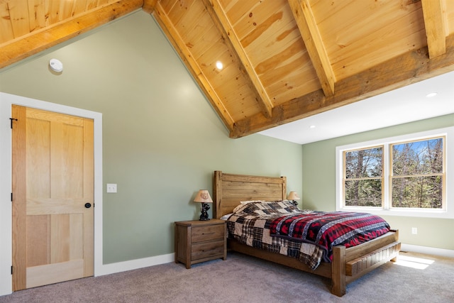 LOT22 Compass Point Rd, Thornton, NH 03285 - bedroom with carpet flooring, high vaulted ceiling, a wooden ceiling with exposed beams, and recessed lighting