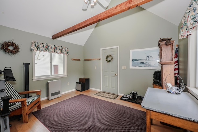 entrance foyer featuring wood finished floors and a ceiling fan
