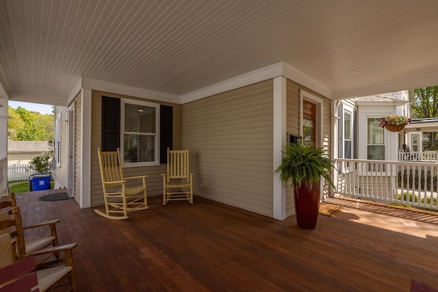 deck with a porch