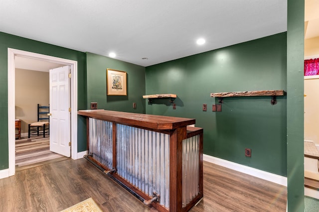 108 Brenner Dr, Conway, NH 03818 - indoor dry bar with wood finished floors, baseboards, and recessed lighting