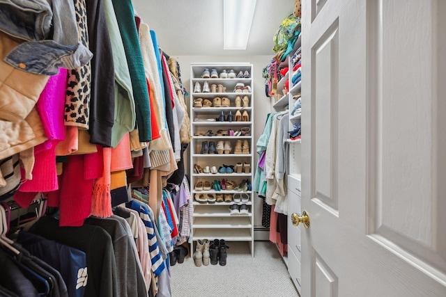 walk in closet featuring carpet