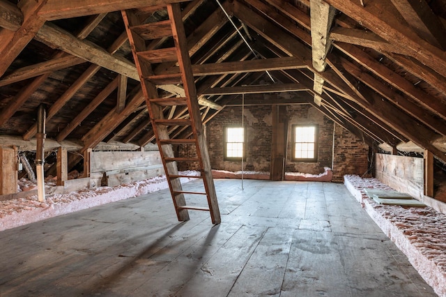 view of unfinished attic