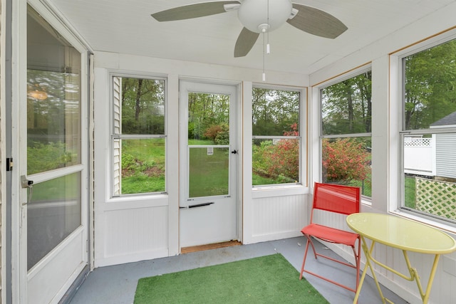 74 Pine St, Rollinsford, NH 03869 - sunroom featuring plenty of natural light and ceiling fan