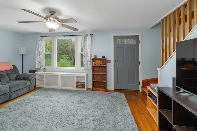 74 Pine St, Rollinsford, NH 03869 - living area featuring wood finished floors and a ceiling fan