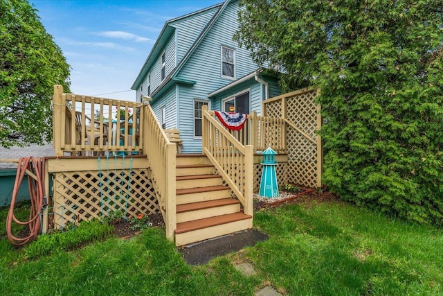 3 King Rd, Chichester, NH 03258 - rear view of house featuring stairway and a wooden deck