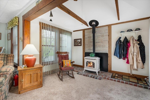 3 King Rd, Chichester, NH 03258 - living room with a wood stove and carpet floors
