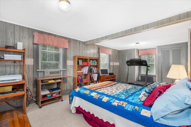 3 King Rd, Chichester, NH 03258 - bedroom with wooden walls and radiator heating unit