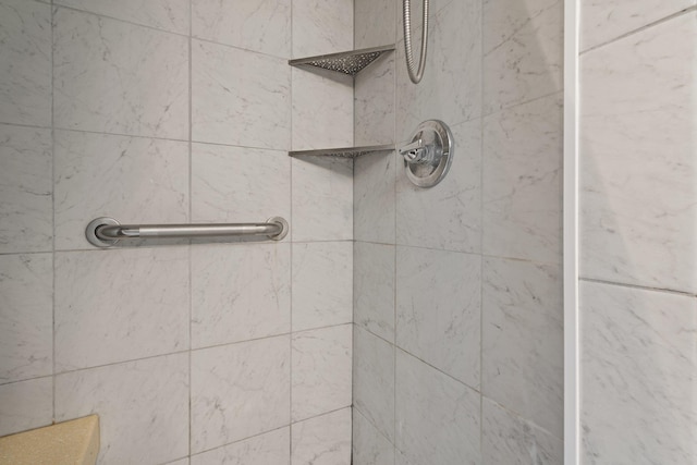 bathroom view of tiled shower
