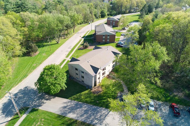 drone / aerial view of a heavily wooded area
