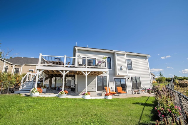 20 Del Ray Dr, Windham, NH 03087 - rear view of property with stairs, a wooden deck, and a patio