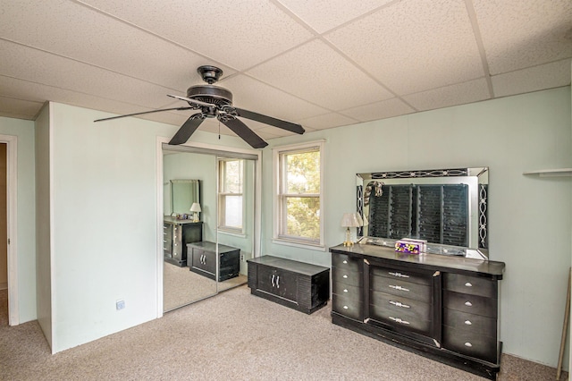 59 Lake Rd, Wakefield, NH 03872 - unfurnished bedroom with carpet, a paneled ceiling, and ceiling fan