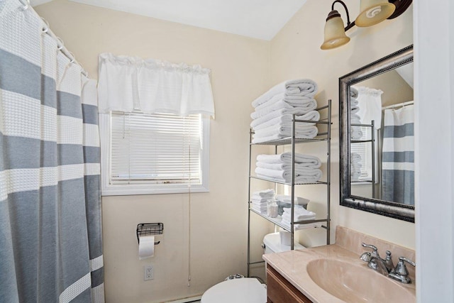 bathroom with toilet and vanity
