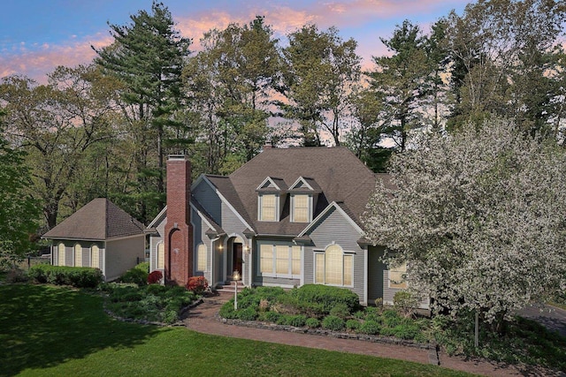 7 Golfview Rd, Windham, NH 03087 - view of front of home with a yard and a chimney