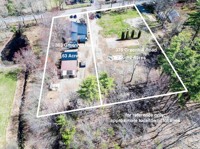 aerial view of property's location featuring property parcel outlined