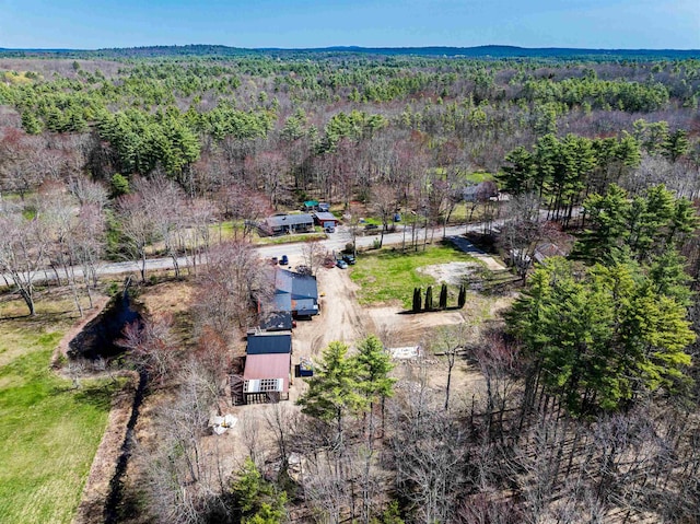 view from above of property with a forest