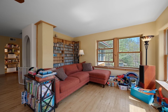 153 Wood Rd, Middlesex, VT 05682 - living room featuring wood finished floors and built in features